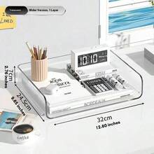 透明桌面文件方形书架 透明5格亚克力笔筒 ins高颜值收纳盒 办公桌收纳 方形塑料笔筒 书籍管理架 办公亚克力A4纸4格盒 - 無色 - 查看 3