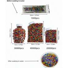 40.000 piezas/30.000 piezas/20.000 piezas/1.000 piezas Perlas de gel de agua de colores, perlas de relleno de jarrón, perlas de agua, perlas hidropónicas. Estas sorprendentes perlas se expanden al entrar en contacto con el agua y no requieren riego frecuente después de su uso. Adecuadas para relleno de velas y jarrones, cultivo sin suelo y talla grande. - color - Ver 3