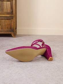 Giày cao gót mũi nhọn gợi cảm dành cho nữ, sandal khoét lỗ thời trang đa năng. - Màu Hồng Tươi - Xem 4