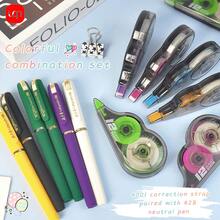 WQN 6pcs High-Quality Office Neutral Pens 0.7mm Refill, Random Colors, Color Correction Tape Set Of 6, Strong Adhesive Gel For Learning And Office Supplies, Back-To-School Season - Multicolor - View 2