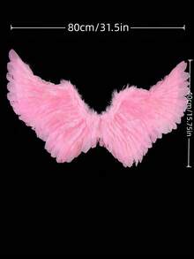 1pc Dreamy Pink Angel Wings Costume Prop, 3D Feather Decor, Photo Booth Accessory, Suitable For Festivals, Performances, Cosplay, Girly, Romantic Angel Outfit For Valentine's Day - Multicolor - View 7