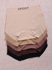 5条装女士无缝平角内裤，运动腰带，透气速干面料，适合健身、瑜伽 - 彩色 - 查看 4