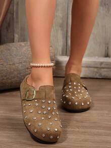 FVPFVP 2025春夏复古卡通女士拖鞋，软底，隐形坡跟，一脚蹬乐福鞋