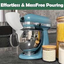 1pc Flour Chute With Pouring Spout And Anti-Splash Guard - Ergonomic Handle And Sturdy Base - Compatible With KitchenAid KSM150 And 5-Quart Stand Mixers