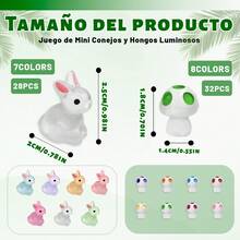 Tendencia60pz Mini Conejos Y Hongos Luminosos Juego De Resina BrillanCalidad premium - Multicolor - Ver 2