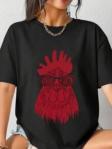 South Carolina Retro Vintage State Varsity Rooster T-Shirt 100% Cotton Crew Neck Short Sleeve Gamecock Mascot With Sungles Graphic Tee Funny Chicken State Pride Novelty Gift F-1 - Đen 1 - Xem 3
