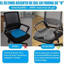 Cojín de Gel para Asiento, Cojín de Asiento para Coxis, con Funda Antideslizante, para Ciática, Alivio del Dolor de Coxis, para Oficina, Casa y Coche (32cm*40cm*3cm, Negro),37543167 - Gris Claro - Ver 6