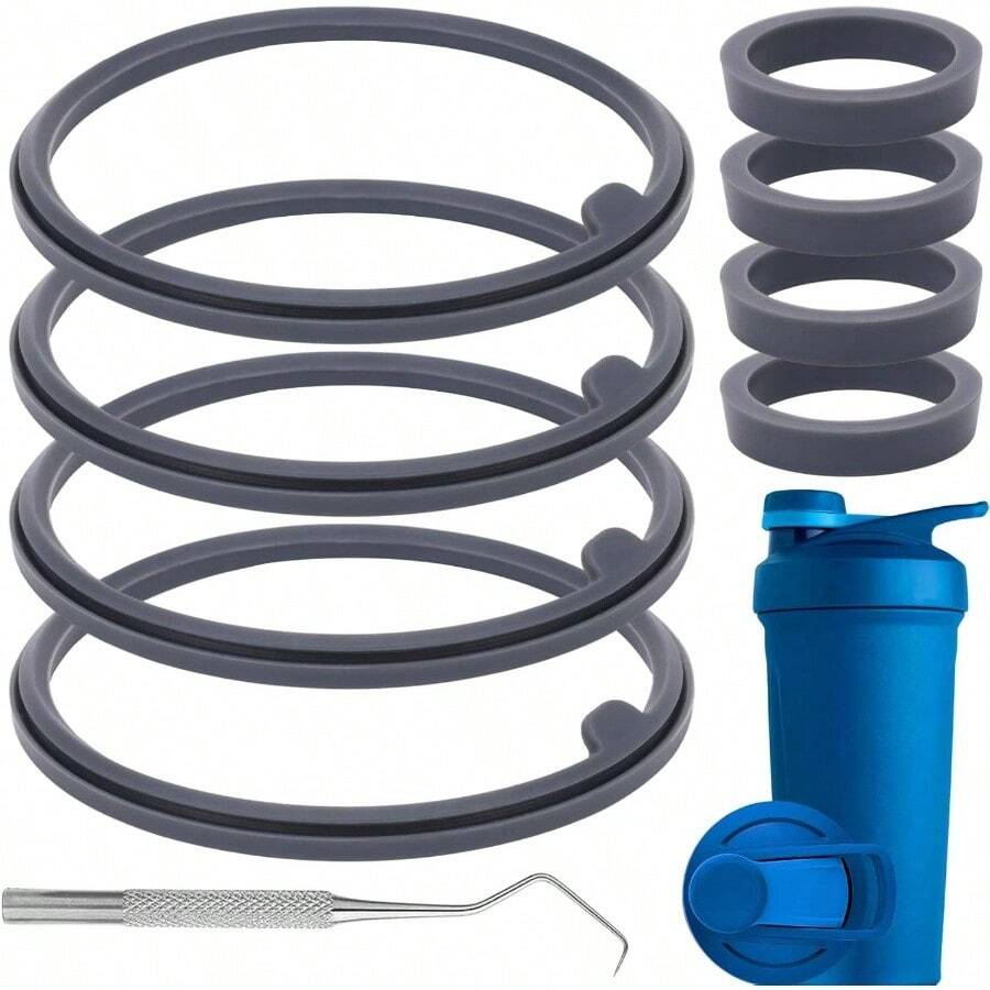 9PCS Strada Twist Cap Shaker Cup Gasket,  Strada Twist Cap Shaker Cup Insulated Stainless Steel Bottle 24OZ, Silicone Sealing Gasket Parts Twist Cap - 灰色 - 查看 1