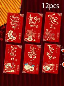 6pcs Large Chinese New Year Red Envelopes - Ox Year Lucky Bags With Self-Sealing Design, Traditional Red Blessing, New Year Gift - Prosperity Red Packets (6pcs Set), Holiday Gifting, Auspicious Symbol, High Quality, Holiday Shopping - Multicolor - View 13