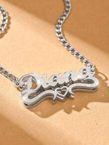 1pc Personalized Women's Fashion Text Necklace, Matte Finish, Stainless Steel Material, NK Chain, Retro Streetwear Style, English Name Pendant Jewelry, Mother's Day Gift, Birthday Gift, Suitable For Daily Wear - Multicolor - View 10