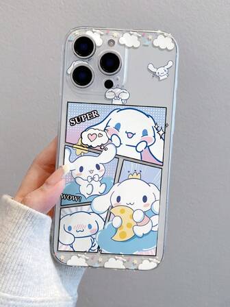 Sanrio 1pc Cartoon Girl Transparent Series Phone Case Compatible With IPhone 17/13/14/15/16 PRO, Original Handpainted Soft Protective Cover, Anti-Drop Design, Gift For Girlfriend