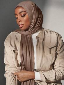 1 pieza Pañuelo de seda sintética de unicolor clásico y elegante, estilo turbante, adecuado para la vida diaria, salidas y reuniones