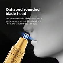 Men's Ear & Nose Hair Trimmer, 360° Rotary Dual Blade Electric Shaver, Professional Ear & Nose Hair Removal, Face Hair Removal, Battery Capacity: 400mAh - Gold - View 9