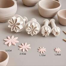 4pcs Mini Plum Blossom Clay Cutters, Suitable For Designer DIY Polymer Clay Earring Tools, Valentine's Day Theme - 4 Flower - View 7