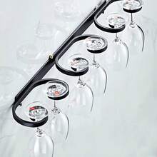 Soporte creativo de pared para copas de vino para 2/4/6 copas, estante de almacenamiento de copas de aleación de aluminio, soporte para copas de vino para bar en casa - B - Ver 4