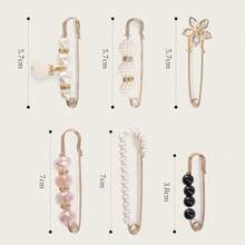 Leoon s para Ropa  para Pines Broches para Ropa Mujer Prendedores Alfiler Decorativo de Perla para Ropa, Broche de Ajustar Cintura, Fijar Suteres y Escotes (Oro 6 Piezas) - oro 6 piezas - Ver 3