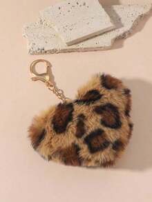 1pc Unisex Heart-Shaped Pendant With Patterned Love Ball Decoration: Suitable For Bags, Mobile Phones And Phone Cases; Can Be Used As Bag Accessories, Gifts, Or Gifting Accessories. Other Accessories: Car Accessories, Women's Keychain Pendants, Leopard Print Plush Keychains; Fall & Winter Stylish Cheetah Print Small Bags For Women. DBJ0 - 彩色 - 查看 3