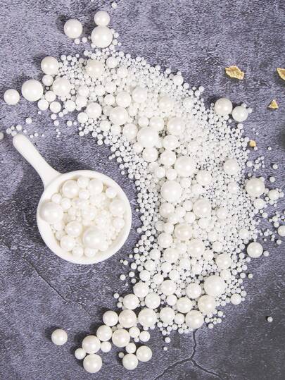 400g/14.1oz Hạt ngọc trai trang trí bánh, màu trắng, thích hợp để trang trí món tráng miệng, làm bánh, phủ kem và trang trí bánh macaron, tuyệt vời cho tiệc cưới, ngày lễ tình nhân, Giáng sinh và lễ Phục sinh.