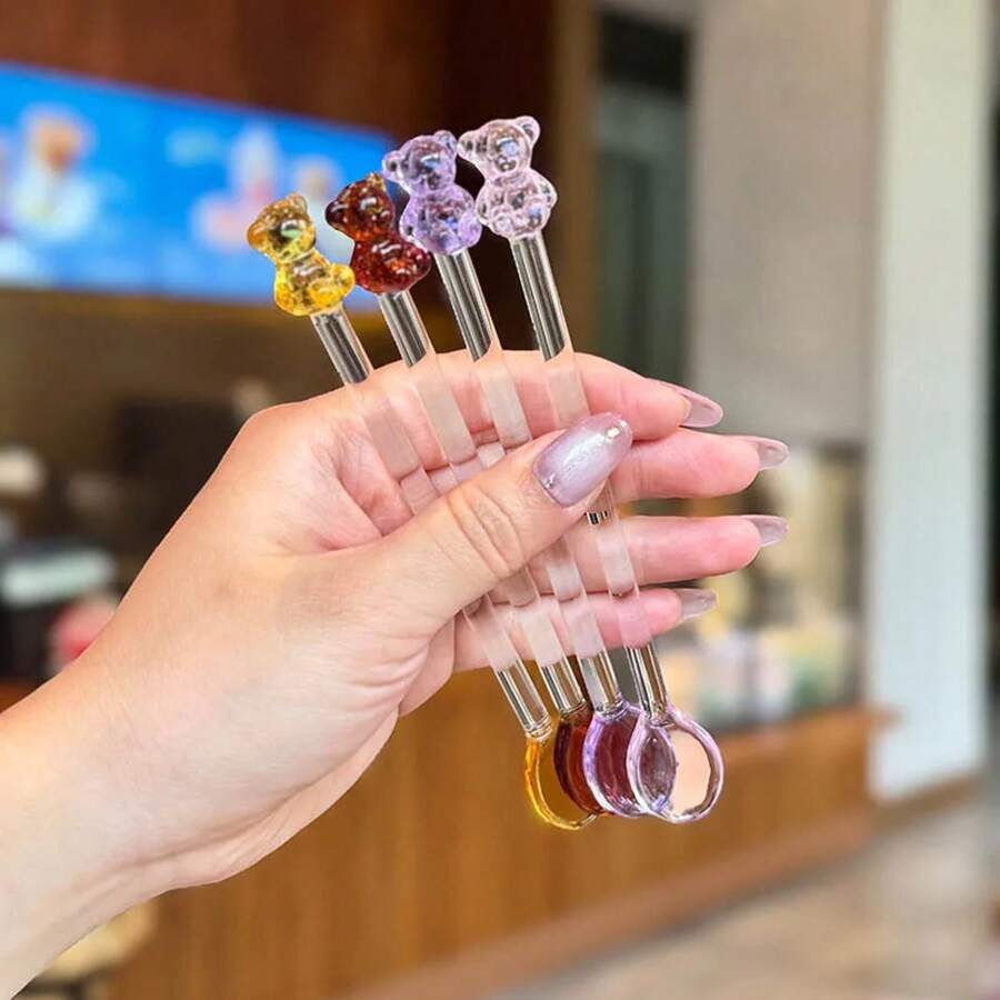 Bear Long Glass Spoon Coffee Spoon High Borosilicate Glass Spoon Dessert Spoons Glass Teaspoons  Teaspoons Coffee Mixing - 1 - Xem 1