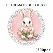 1 Set Of Complete Easter Bunny, Easter Eggs, Tulips, Basket And Lace Round Placemats, Suitable For Spring, Summer, Autumn And Winter, Multi-Color Pattern Design, Made Of 100% Polyester, Size: 15*15 Inches, Machine Washable, Polyester Material, Heat-Resistant And Stain-Resistant - Multicolor - View 19