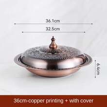 一套或两套带盖不锈钢圆形托盘，适用于盛放坚果、干果、糖果、零食、水果、蔬菜、沙拉、披萨、甜点、蛋糕、意面、汤、烧烤、烤鱼、牛排、海鲜及其他食材。是酒店餐厅、婚礼、派对、宴会及其他庆祝活动的理想之选（银色、金色）。 - 彩色 - 查看 26