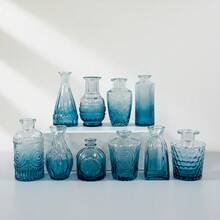TendenciaSet De Mini Floreros De Vidrio Decorativos Jarrones Cristal AzulCalidad premium - Transparente - Ver 1