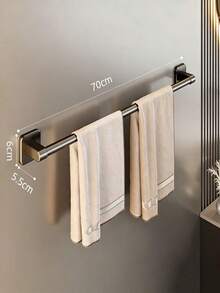 1pc No-Drill Multifunctional Storage Rack, Bathroom Towel Holder, Toilet Organizer, Kitchen Shelf - Black - View 12