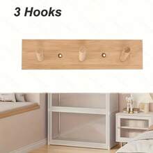 1pc Wooden Key Holder Rack, Nordic Style Wall Mounted Storage Hook, Creative And Space-Saving, Suitable For Kitchen, Bathroom, Bedroom, Back Door, Coat Rack - Apricot - View 15