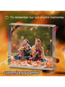 1件定制亚克力照片展示架，3D立体纪念桌面摆件，节日工艺装饰，家居办公装饰，感谢礼品，无需电源，适用于派对和活动，个性化装饰，节日礼物，圣诞礼物，圣诞节，感恩节，周年纪念日，生日 - 彩色 - 查看 2