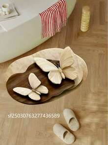 1pc Butterfly Flower Bathroom Mat, Wedding Decoration Summer Mat! Retro Flower Butterfly Diatomite, High-End Easy To Clean Decorative Carpet, Anti-Slip Cool Renovation, Suitable For Living Room, Bedroom, Washable Quick-Drying Diatomite, Bathroom Mat, Bathroom Carpet, Doormat, Small Rug, Carpet, Mat, Home Decor, Area Small Rug - Multicolor - View 9