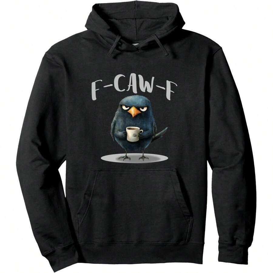 Crow Coffee F-Kaw-F Funny Humor Pullover Hoodie - 黑色 - 查看 1