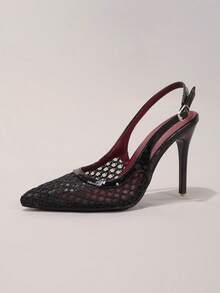 Modische schwarze Spitzen-Mesh-High-Heel-Schuhe, sexy Spitzenschuhe mit super hohem Absatz für Partys, Bankett-Ball-Stiletto-Sandalen für Frauen - Schwarz - Übersicht 15