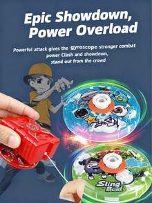 New Battle Spinning Top Set With Launcher, Multi-Color Combinations, Stacking Fun, Boys' Entertainment Competitive Battle Mode, Birthday/Christmas/New Year Gift - Brown - View 2