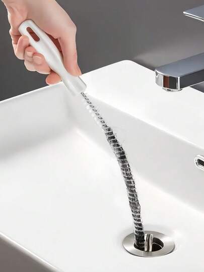 فرشاة مرنة لتنظيف البالوعة، أداة إزالة انسداد الشعر في الحمام، أداة تنظيف بالوعة المغسلة قطعة واحدة