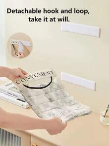 1pc/Set Multifunctional Wall-Mounted Kitchen Trash Bag Holder, Large Capacity Storage Bag, Plastic Bag Organizer, Hook And Loop Mesh Bag - Multicolor - View 3