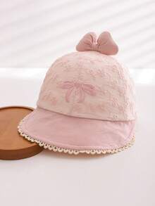 1pc Baby Sun Hat, Thin Fabric, Princess Style, Suitable For Outdoor, Fits 6-24 Months, Spring/Autumn - Bow-tie Wide-brimmed Hat - View 11