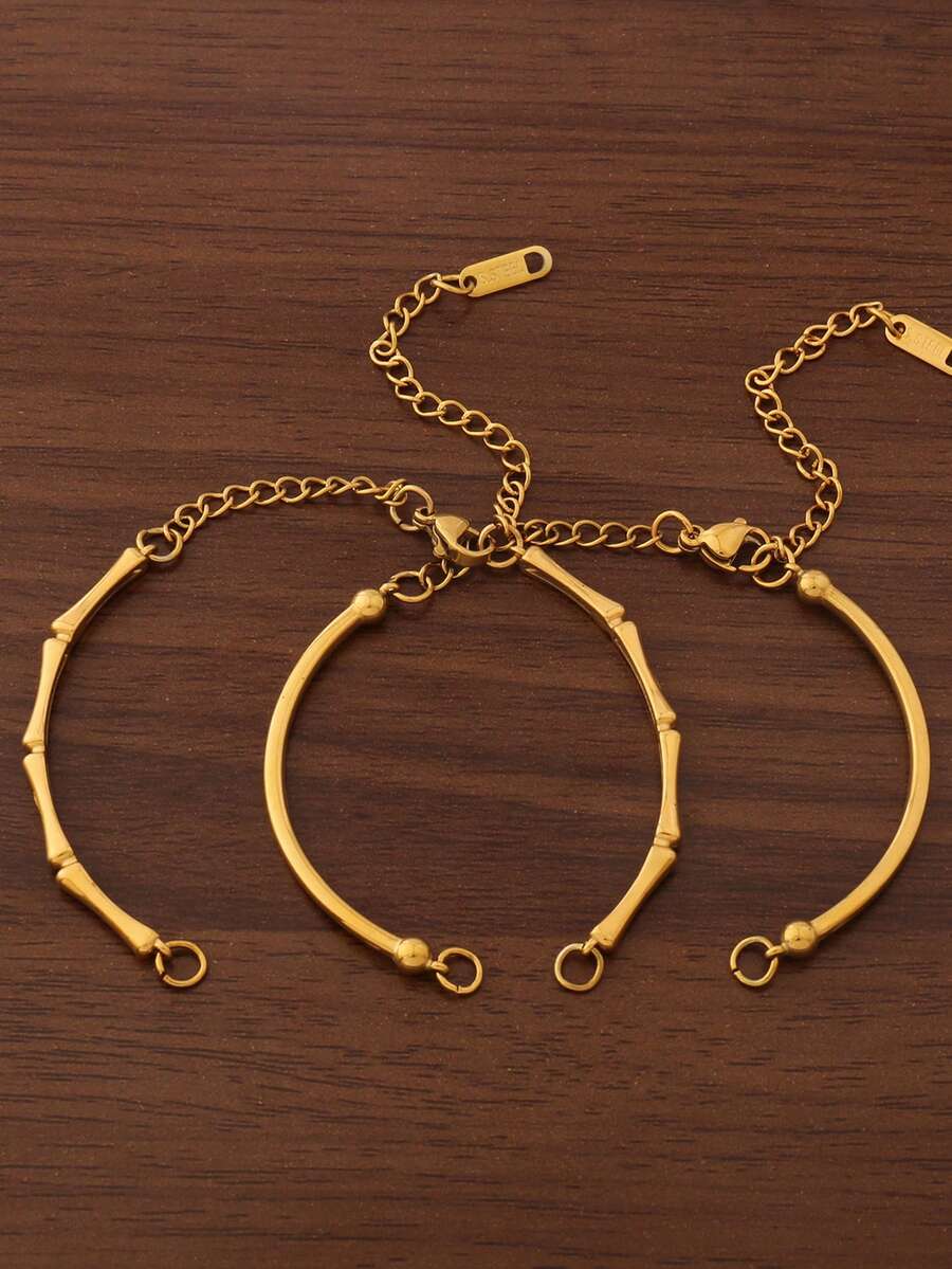 1pc 18K Gold Plated Stainless Steel Bangle Findings Blanks DIY Open Cuff Wrist Bangles Bracelets Base Settings For Jewelry Making Supplies - DIY Bracelet - View 1