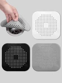 1 Piece Suction Cup Hair Drain Collector, Durable Square Shower Drain Cover, Anti-Clogging Sink Filter Floor Cover, Shower Hair Drain Filter For Bathroom, Bathtub, And Kitchen, Bathroom Tool, Summer Bathroom Decoration - Multicolor - View 2