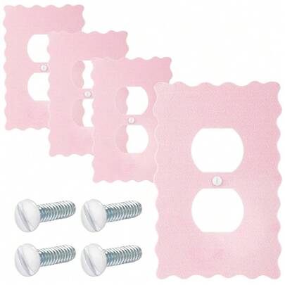 4 Pcs Scalloped Duplex Outlet Covers Wall Plate Room Decor Metal Cute Decorative Outlet Cover For Bedroom Home Decor