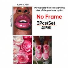 3PCS Poster, Sneaker Print Flower Art,Fashion Wall Art Decor Art,Pink Floral Decorations, A Gift For A Girl,Canvas Art Wall, Room Posters, Home Decoration, Room Decoration Items, Bedroom, Kitchen, Living Room, Corridor Decoration, Optional Frames - 3PCS - View 15