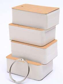 100pcs Blank Index Cards, White Hard Card Paper, Punched Loose Leaf Paper Cards With Metal Ring, Portable Handwritten Flashcards For Learning, Notes, Office Supplies, Available In Multiple Colors - Multicolor - View 14