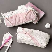 High Appearance, Simple, Niche, Cute, Polka Dot Pencil Case, Large Capacity Student Stationery Box, Makeup Storage Bag - 彩色 - 查看 11