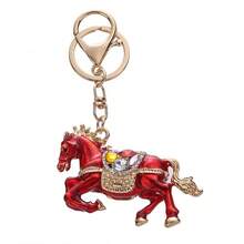1pc Business Workplace "Bonus" Successful Horse Painting Keychain, Metal Texture + Painting Horse Design, Exquisite Not Cheap, Hang On Briefcase Zipper, Adds Professional Vibe And "Successful" Auspicious Meaning, Serves As Keychain (Car/Office Keys) - Multicolor - View 4