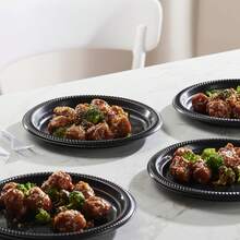 20pcs Black Round Plastic Trays, Disposable Set, Suitable For Wedding Dresses And Weddings, Wedding Party Dedicated Trays - Thickened Design, Suitable For Wedding Parties, Restaurants, Gatherings, Birthday Parties, Picnics, Camping And Daily Use - Available In Multiple Sizes - Black - View 9