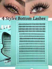 16 Rows Eyelashes (6/7mm) + Pointed Eyelashes (15-21mm) + 60D/80D/100D/120D/160D/200D Russian Volume Eyelash Extension Kit, Pointed D-Curl Fluffy Soft Individual Lash Clusters, 5D Fluffy Thick Lash Clusters, 12-20mm Pointed Lash Clusters, Thick Individual Lashes - Black - View 8