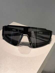 1pc Men's New Half-Frame Fashion Glasses, Dotted Painted Frame, Integrated Coated Lens Design, Wrap-Around Extra-Large Classic Style, Men's Fashion Accessory - Multicolor - View 16