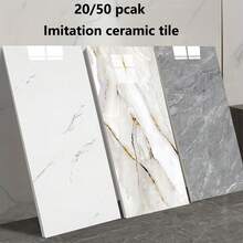 10/20/50片装自粘仿天然大理石纹理墙纸,岩纹乙烯基泡沫墙贴,防水易清洁,可定制,适用于浴室、客厅、厨房、卧室墙面装饰 - 彩色 - 查看 2