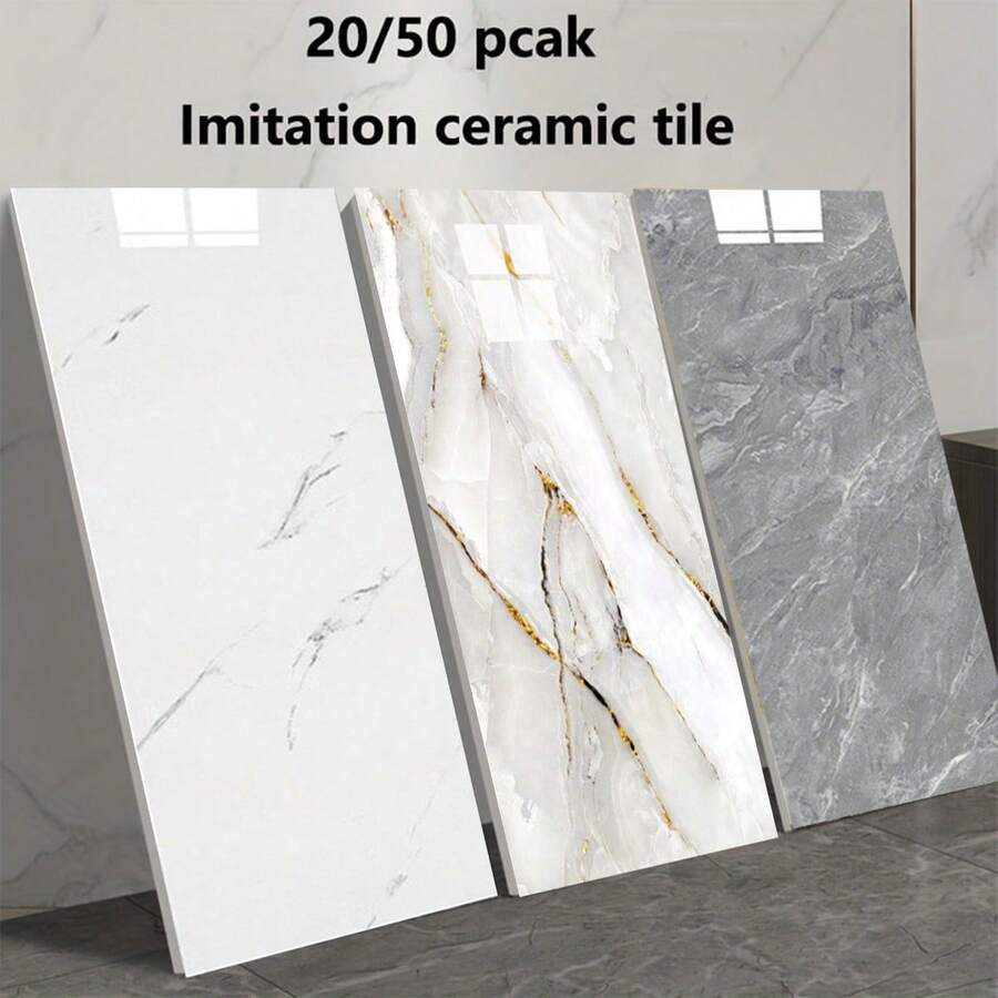 10/20/50片装自粘仿天然大理石纹理墙纸，岩纹乙烯基泡沫墙贴，防水易清洁，可定制，适用于浴室、客厅、厨房、卧室墙面装饰