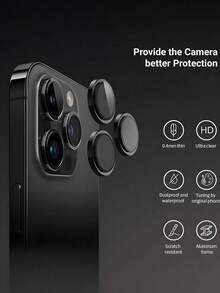 3片装黑色仿鹰眼钢化玻璃镜头保护膜，防水、防刮、不易碎裂，兼容 11/12/13/14/15/16/16 Plus/16 Pro/16 Pro Max/17/17 Air/17 Pro/17 Pro Max系列