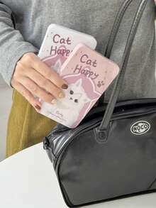 XIANG YU 可爱猫咪大容量隐藏式隐形眼镜盒带镜子,隐形眼镜盒,镜片盒,翻盖式隐形眼镜盒旅行套装,可爱隐形眼镜收纳盒带镊子镜片工具,旅行和居家隐藏式隐形眼镜浸泡收纳套装 - 護理盒 - 查看 9